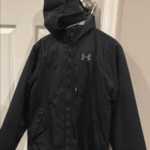 Under Armour Black Performance Jacket with Hood and Water-Resistant Material
